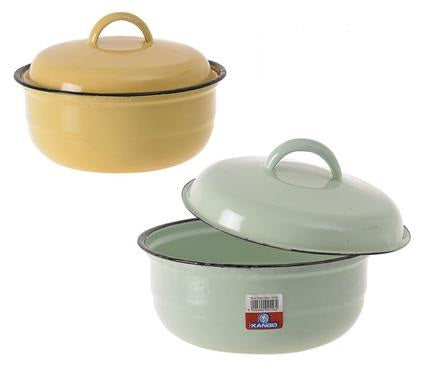 Food Dish 18cm With Lid - Enamel