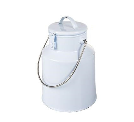 Milk Can 29cm With Latch White - Enamel