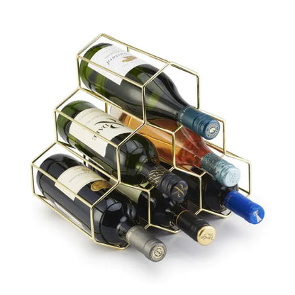 6 Wine Bottle Holder - Brushed Gold