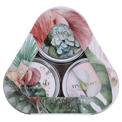 A Sea Of Flower Tin Candle Set - 3 Piece