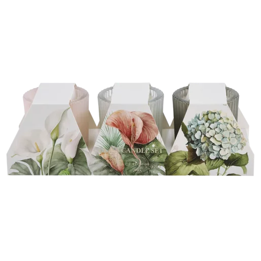 A Sea Of Flowers Glass Candle Set - 3 Piece