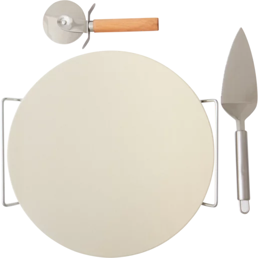 Alva Pizza Stone with Lifter & Cutter - 3 Piece