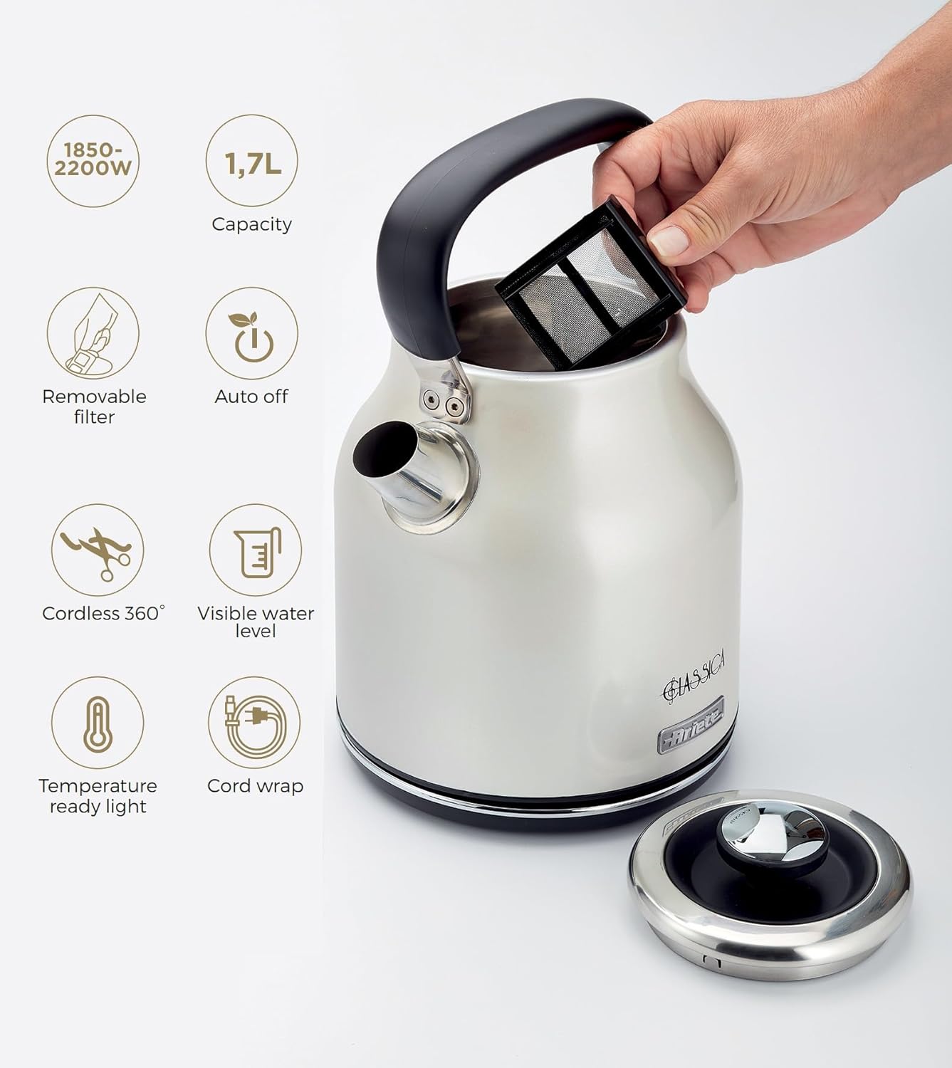 Ariete Classica Pearl Electric Kettle 1.7L