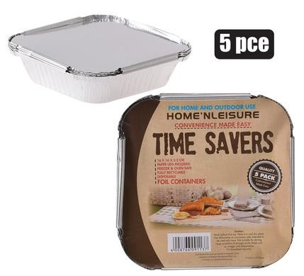 Aluminium Foil Baking-Pan 5 Piece - 14.5X14.5X3cm