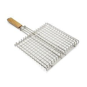 BBQ Grid - , Stainless Steel with Wooden Handle