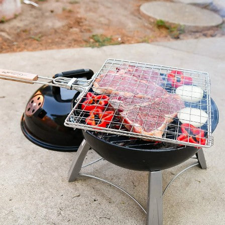 BBQ Grid - , Stainless Steel with Wooden Handle