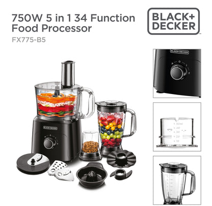 BLACK & DECKER  Food Processor - 750W (5-in-1 & 34 Functions)