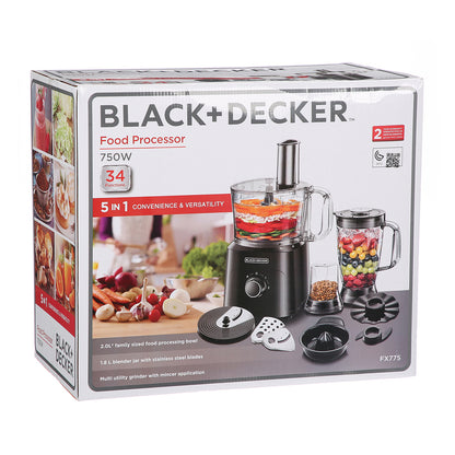 BLACK & DECKER  Food Processor - 750W (5-in-1 & 34 Functions)