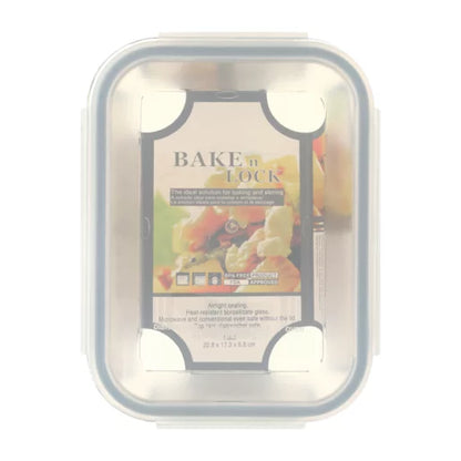 Bake n Lock Rectangular Glass Storage Container 1.8L