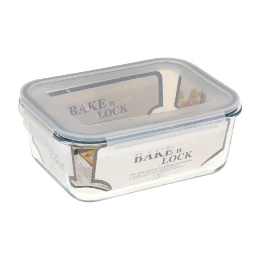 Bake n Lock Rectangular Glass Storage Container 1.8L