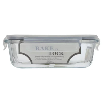 Bake n Lock Rectangular Glass Storage Container 650ml