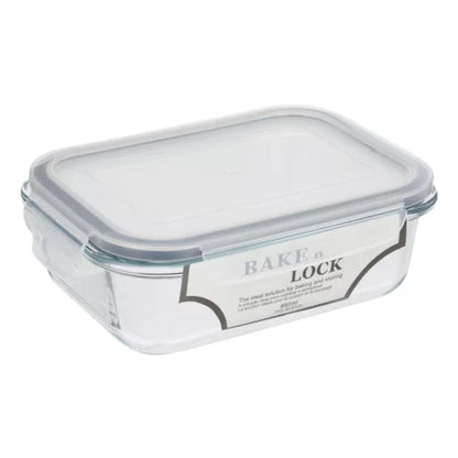 Bake n Lock Rectangular Glass Storage Container 650ml