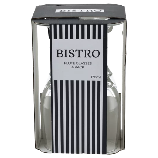 Bistro Flute Glasses 170ml - 4 Pack