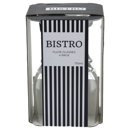 Bistro Flute Glasses 170ml - 4 Pack