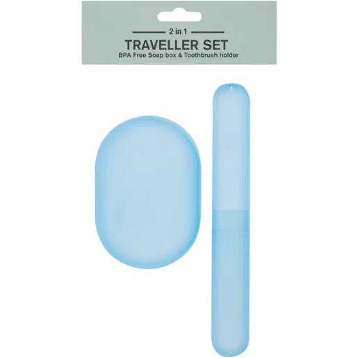 Blue 2-In-1 Soap & Toothbrush Holder - Traveller Set