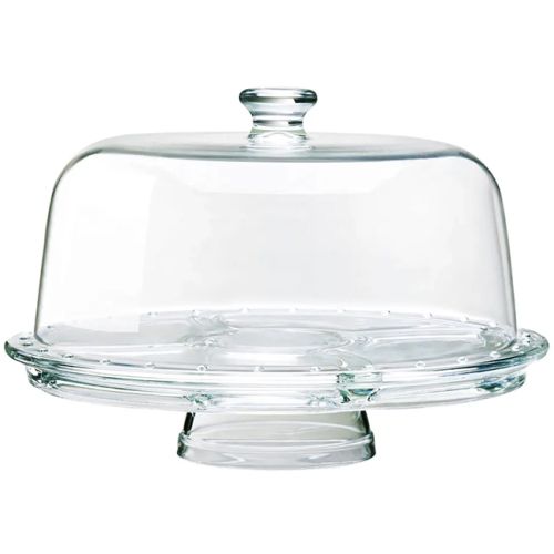 Borgonovo Palladio 6-in-1 Curved Footed Glass Plate with Dome