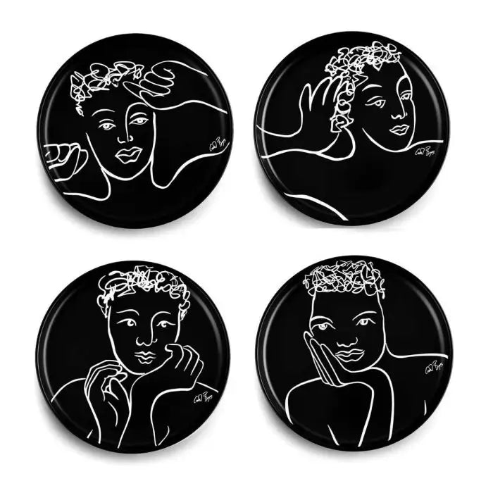 Carrol Boyes Sketchbook Black Dinner Plate Set Of 4