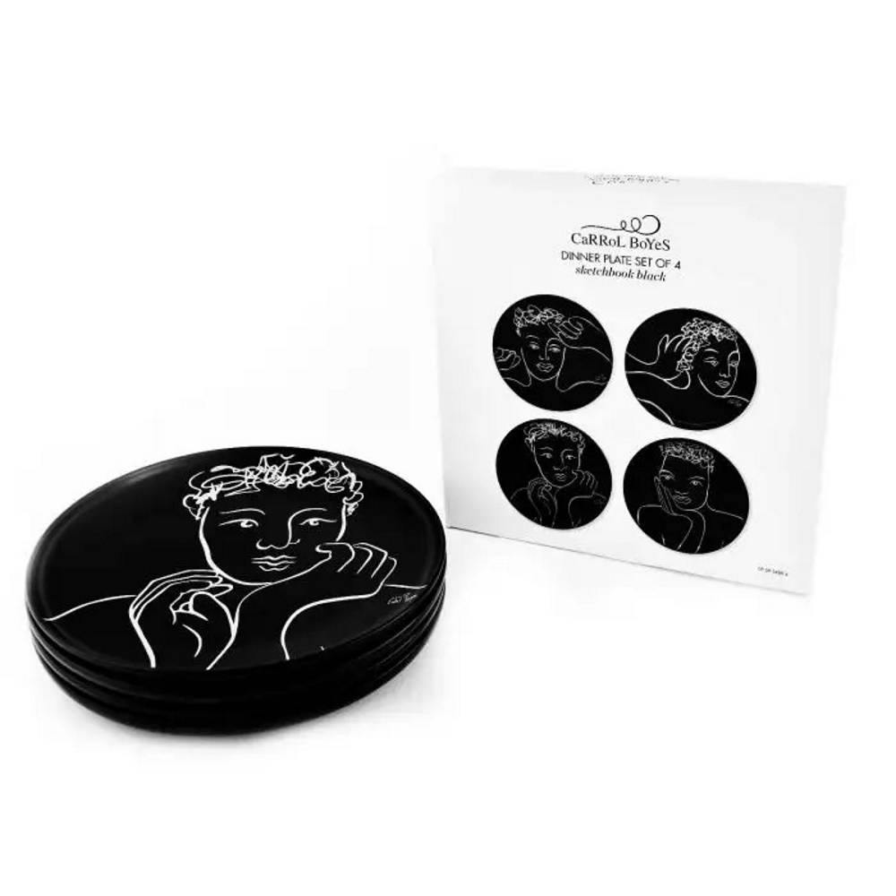 Carrol Boyes Sketchbook Black Dinner Plate Set Of 4