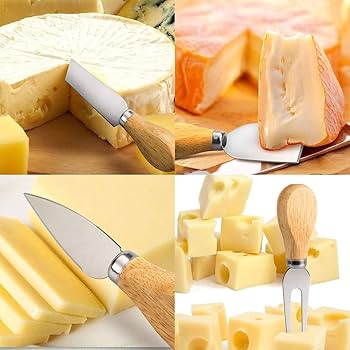 Cheese Knife & Round Serving Board Set 4 Piece