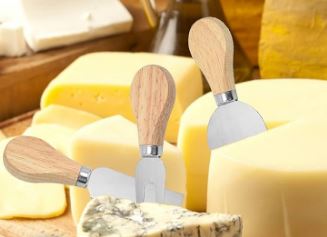 Cheese Knife & Square Serving Board Set 4 Piece