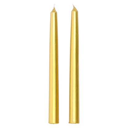 Clover Leaf Dinner Candles Gold 25cm - 2 Pack