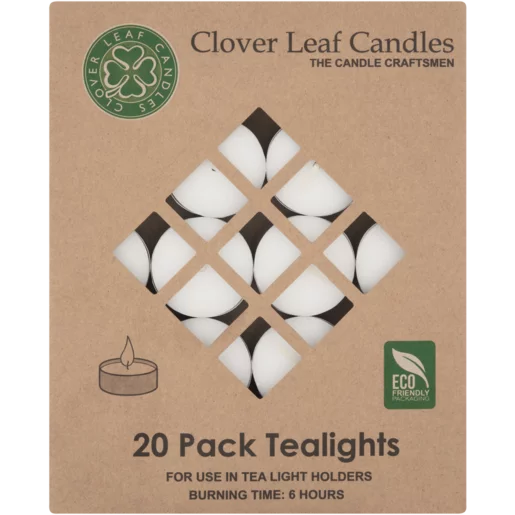 Clover Leaf Unscented Tealight Candles 20 Pack