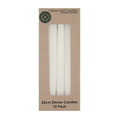 Clover Leaf White Dinner Candles 10 Pack