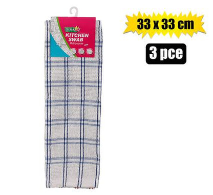 Cotton Swab 33x33cm Check 3 Piece