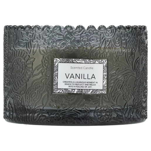 Ditsy Charcoal Vanilla Scented Candle 12x8cm