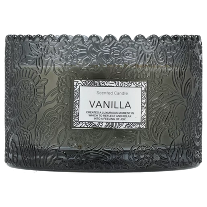 Ditsy Charcoal Vanilla Scented Candle 12x8cm