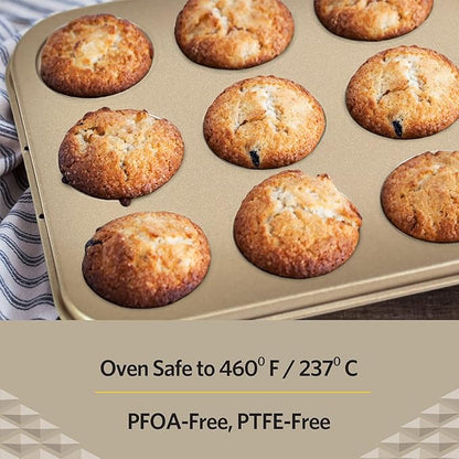 Eetrite Non Stick 12 Cup Muffin Pan Gold