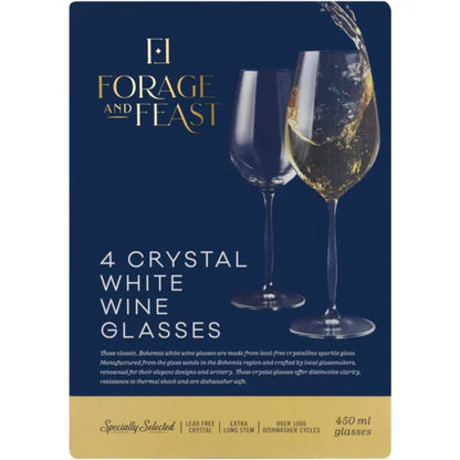 Forage And Feast Crystal White Wine Glasses - 4 x 450ml