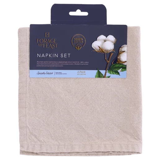 Forage & Feast Stone Adoro Napkin Set 40x40cm - 2 Pack