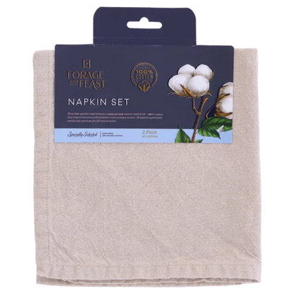 Forage & Feast Stone Adoro Napkin Set 40x40cm - 2 Pack