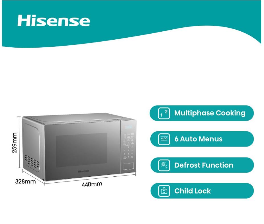 Hisense 20L Electronic Microwave Oven - Mirror