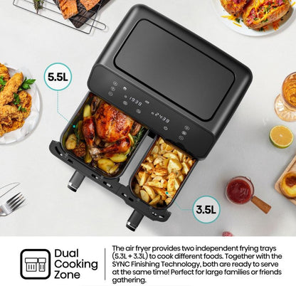 Hisense Electronic 8.6L Dual Airfryer with LED Touch Control Panel - Black