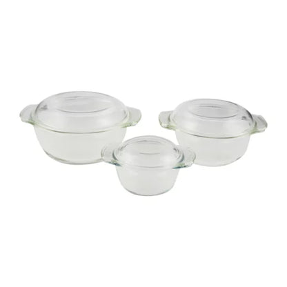 Home Discovery Curve Glass Casserole Set 3 Piece