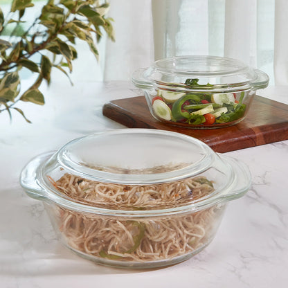 Home Discovery Curve Glass Casserole Set 3 Piece