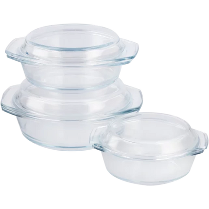 Home Discovery Diamond Glass Casserole Set 6 Piece