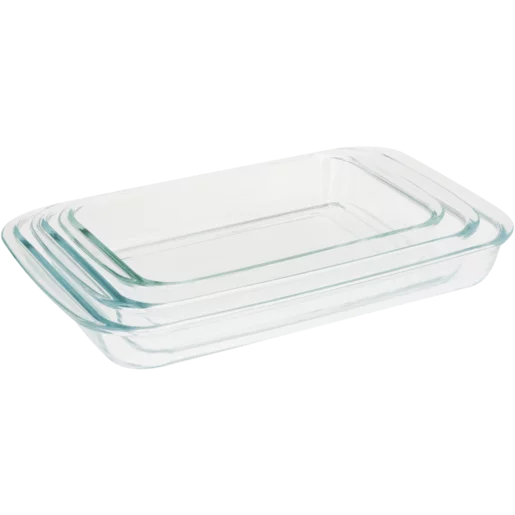 Home Discovery Diamond Rectangular Glass Bakeware Set 3 Piece