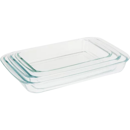 Home Discovery Diamond Rectangular Glass Bakeware Set 3 Piece