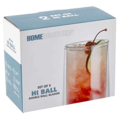 Home Discovery Double Wall Glass Arista Hi Ball 350ml - Set of 2