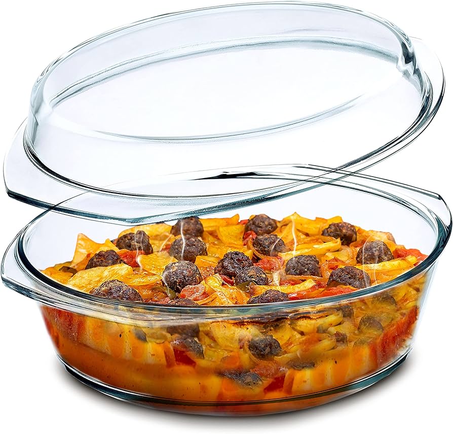 Home Discovery Curve Round Glass Casserole 2L