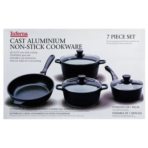 Inferna Black Cast Aluminium Cookware Set 7 Piece