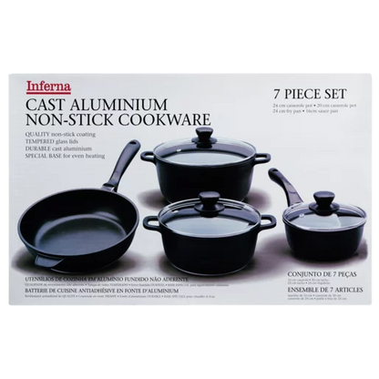 Inferna Black Cast Aluminium Cookware Set 7 Piece