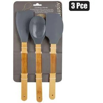 Silicone Tool Set With Wooden Handle - 3 Piece