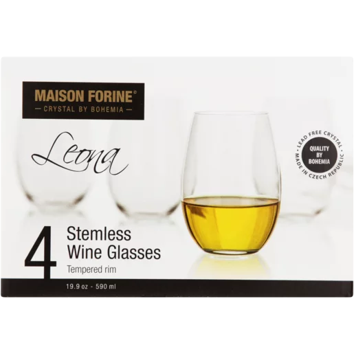 Maison Forine Leona Crystal Stemless Wine Glass Set - 4 Piece