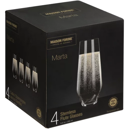 Maison Forine Marta Crystal Stemless Flute Glass Set - 4 Piece