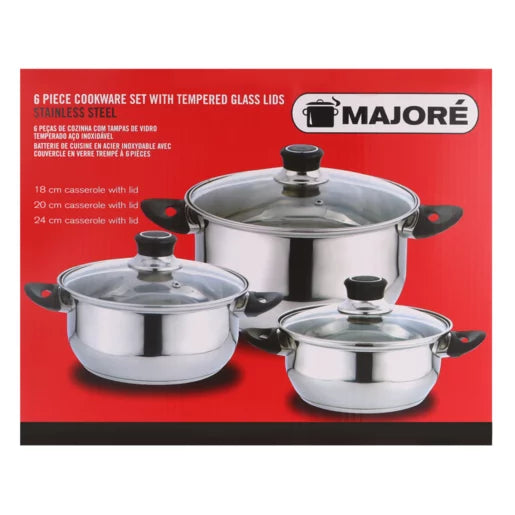 Majoré Silver Stainless Steel Cookware Set 6 Piece