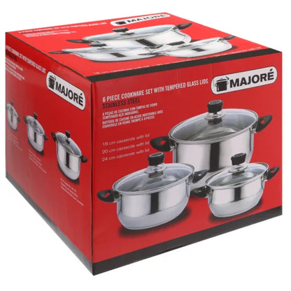 Majoré Silver Stainless Steel Cookware Set 6 Piece